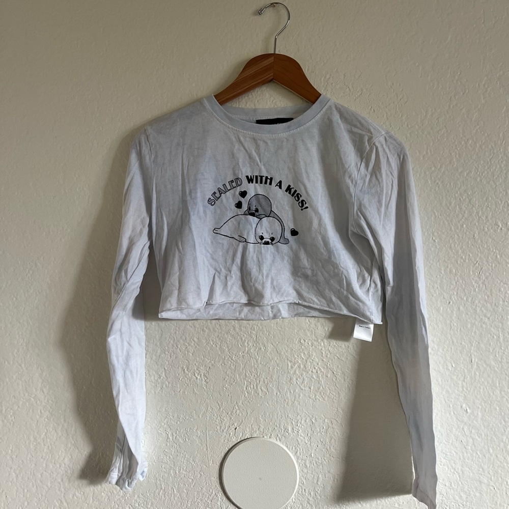 New Girl Order Long Sleeve “Sealed with a Kiss” Crop Top